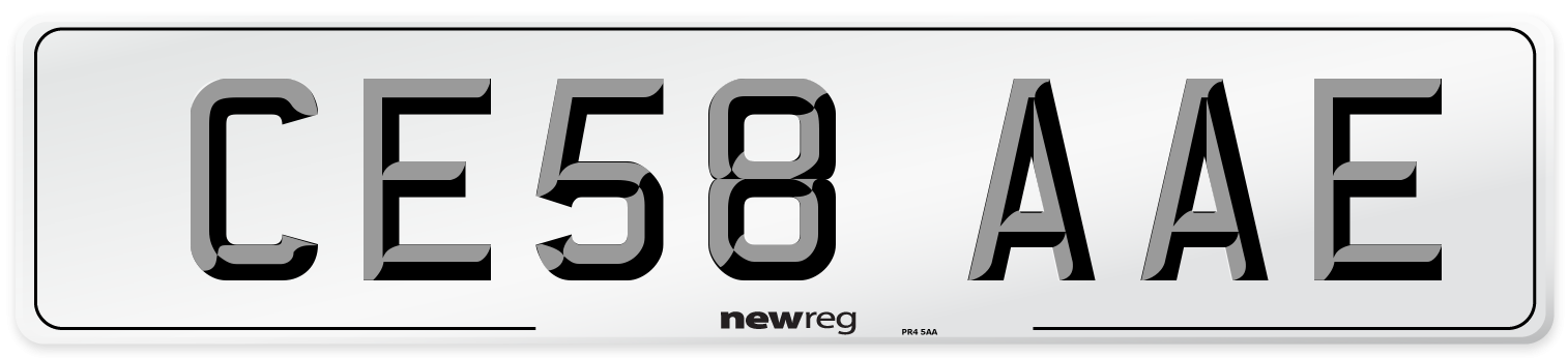 CE58 AAE Number Plate from New Reg